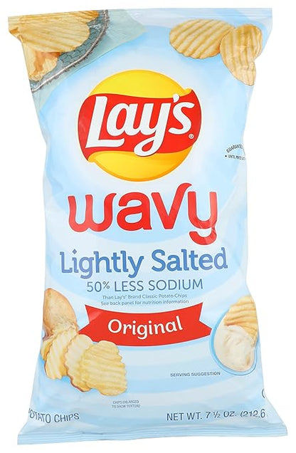 Lay's Potato Chips Wavy Lightly Salted, 7.5 Oz