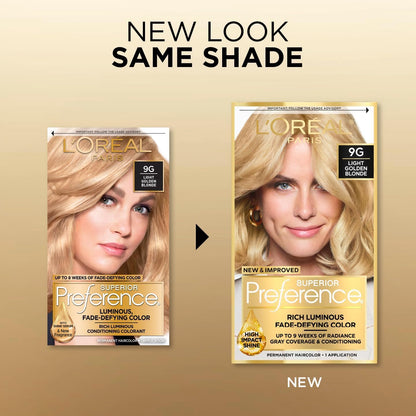 L’Oreal ParisSuperior Preference Rich Luminous Conditioning Colorant, Level 3 Permanent, Light Golden Blonde/Warmer 9G (Pack of 3)