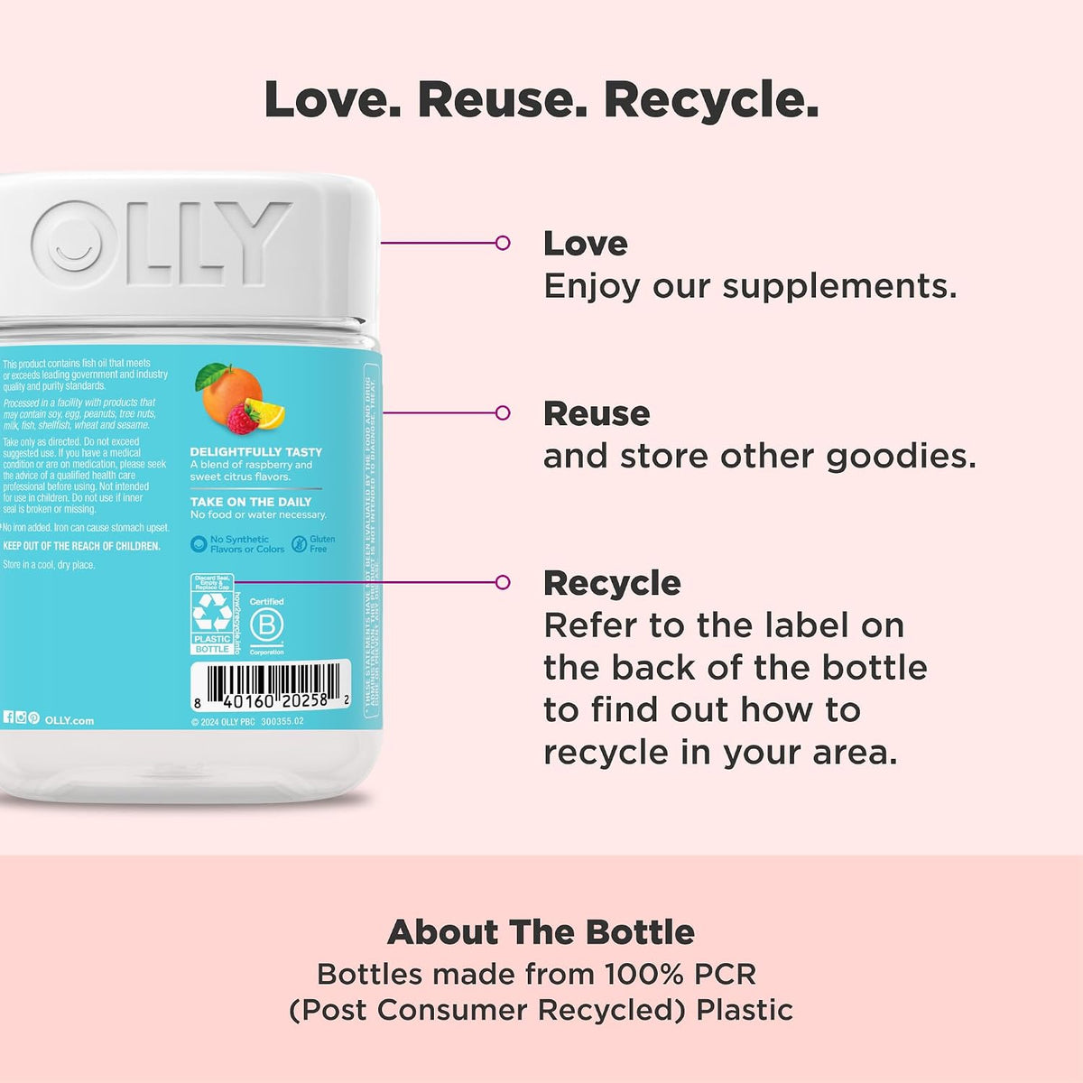 OLLY Prenatal Multivitamin Gummy, Daily Blend for Mommy & Baby - 84 Count