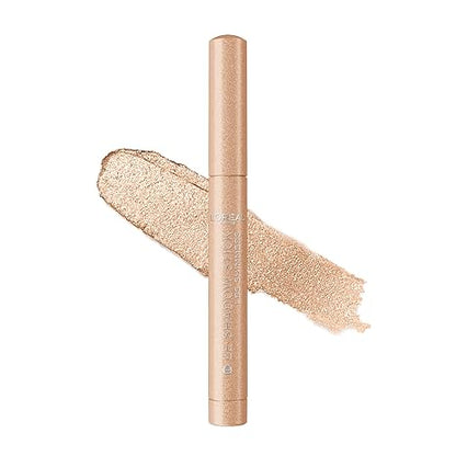 L'Oreal Paris Le Shadow Stick Shimmer Eyeshadow, High-Pigment, Long-Lasting, and Blendable Cream Eyeshadow Stick, Transfer and Smudge-Resistant Eye Makeup, Peach Lights
