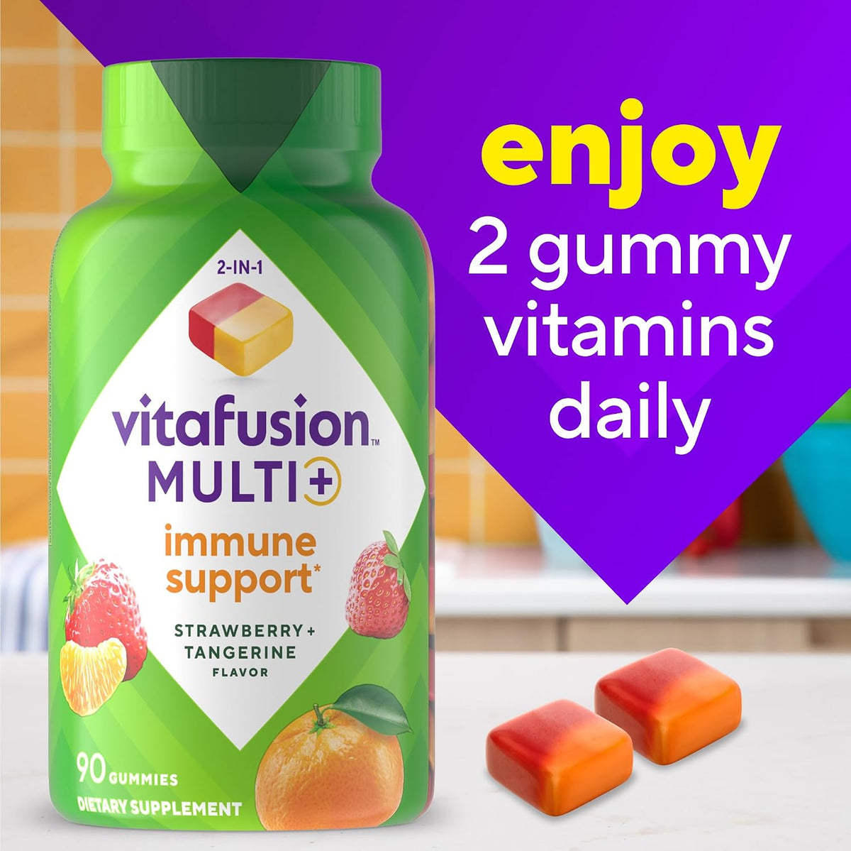 Vitafusion Multivitamin Gummies + Immune Support | 90 Adult Gummy Vitamins