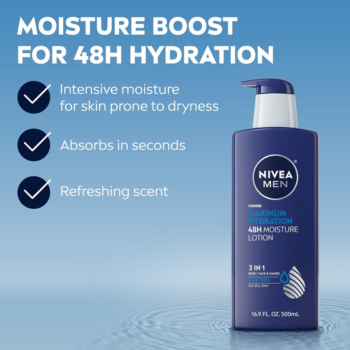NIVEA MEN Maximum Hydration Body Lotion, Value Pack, 2 x 16.9 FL OZ