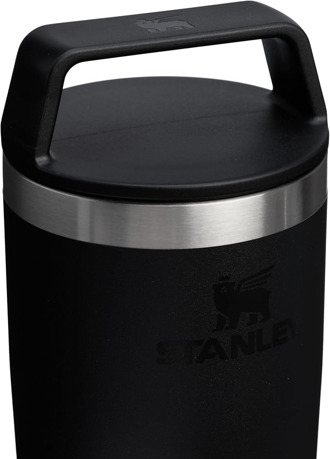 STANLEY Cafe To Go Travel Mug 16 oz | Leakproof Two-Part Drink Through Lid | Tumbler Cup for Coffee, Tea and Drinks | Insulated Stainless Steel Coffee Mug | BPA-Free | Black 2.0