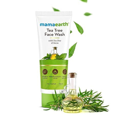 MAMAEARTH Tea Tree Oil Control Face Wash 3.38 Fl Oz (100ml)