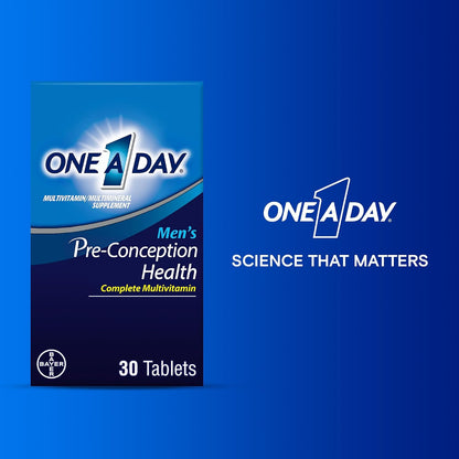 A Day Men's Pre-Conception Health Multivitamin to Support Healthy Sperm,Supplement for Men with Vitamin C,Vitamin E,Selenium,Zinc,and Lycopene,30 Count (Pack of 2)