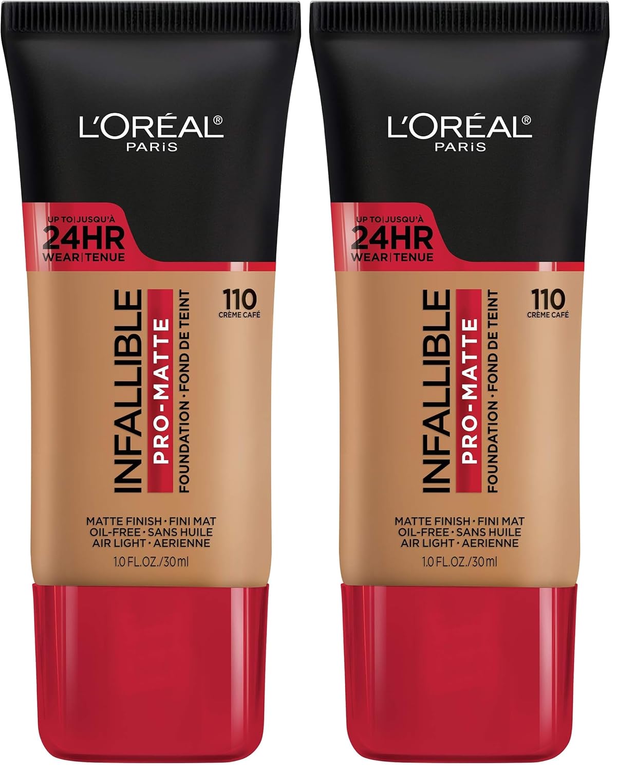 L'Oreal Paris Cosmetics Makeup Infallible Pro-Matte Liquid Longwear Foundation, Créme Café, 1 fl oz. (Pack of 2)