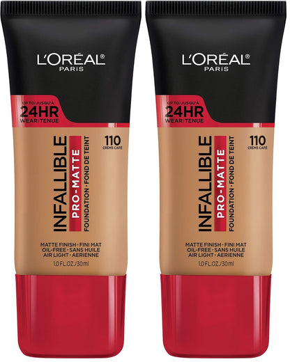 L'Oreal Paris Cosmetics Makeup Infallible Pro-Matte Liquid Longwear Foundation, Créme Café, 1 fl oz. (Pack of 2)