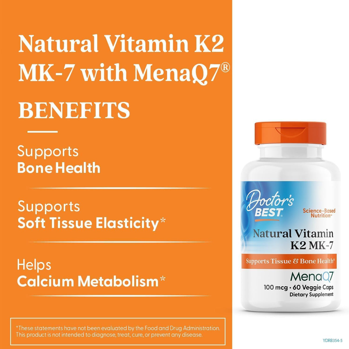 Doctor's BEST Natural Vitamin K2 MK7 Supplement, Non GMO, 60 Veg Caps