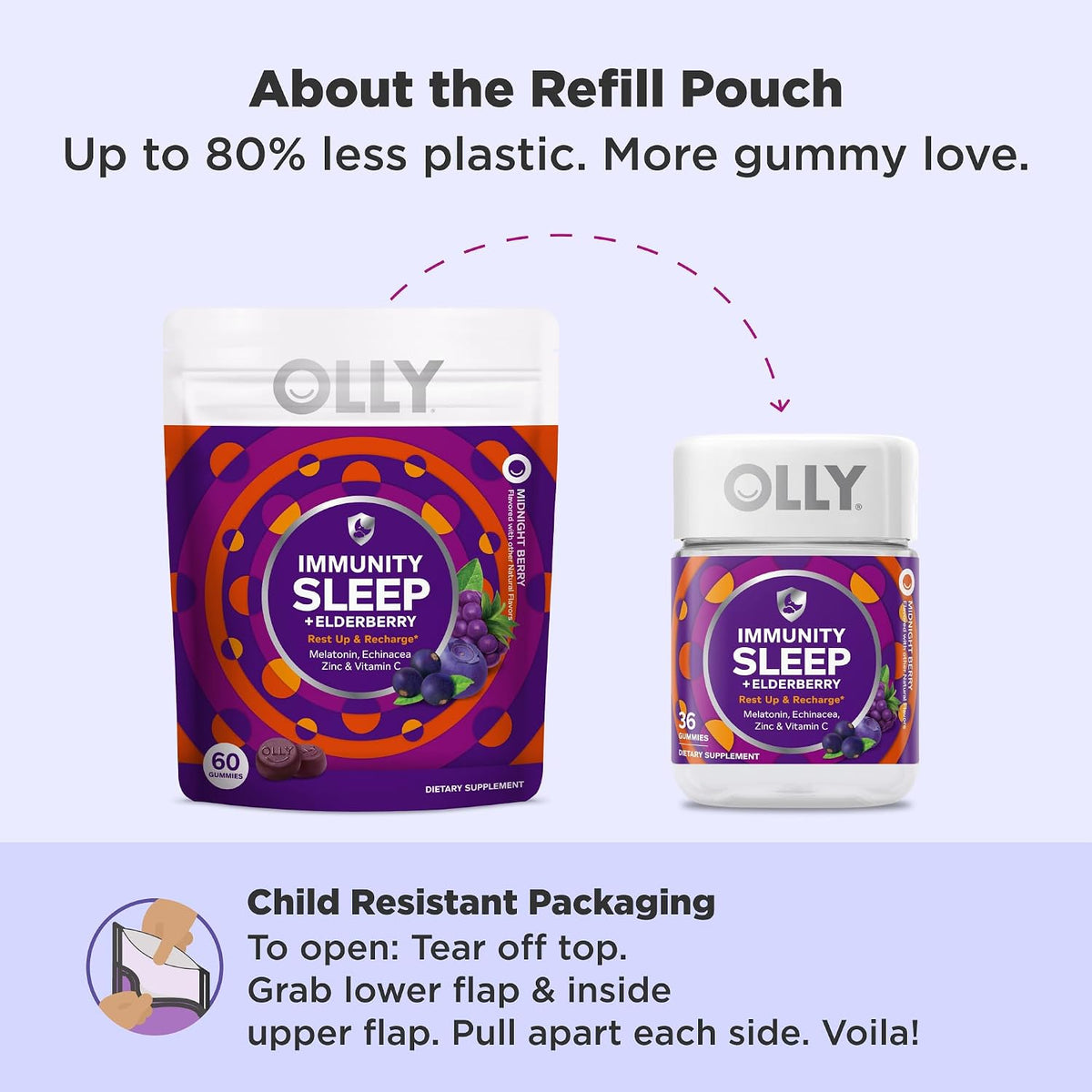 OLLY Immunity Sleep + Elderberry Gummies, Immune & Sleep Support*- 60 Count