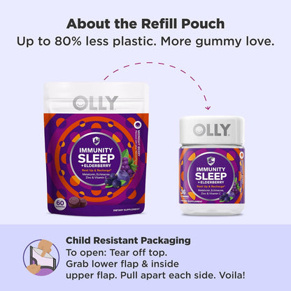 OLLY Immunity Sleep + Elderberry Gummies, Immune & Sleep Support*- 60 Count