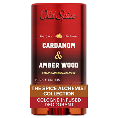 Old Spice Aluminum Free Deodorant for Men, The Spice Alchemist Collection, 24/7 Cologne Infused Scent, No Trade Off Formula, Free of Parabens & Phthalates, Cardamom + Amber Wood Scent, 3.0 oz
