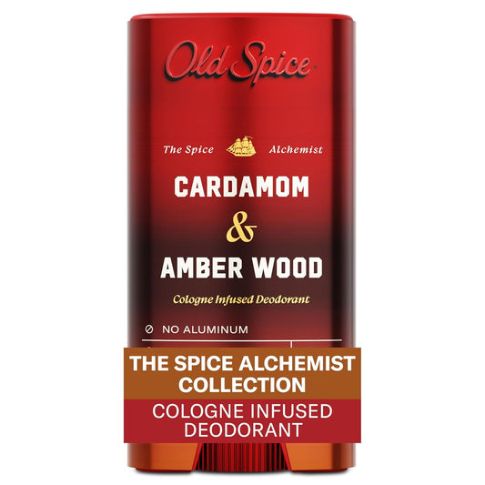 Old Spice Aluminum Free Deodorant for Men, The Spice Alchemist Collection, 24/7 Cologne Infused Scent, No Trade Off Formula, Free of Parabens & Phthalates, Cardamom + Amber Wood Scent, 3.0 oz