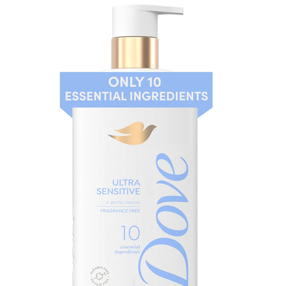 Dove Ultra Sensitive Serum Body Wash Fragrance Free, 18.5 oz I Fragrance-free serum body wash with only 10 essential ingredients for sensitive skin