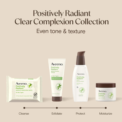 Aveeno Positively Radiant Daily Face Moisturizer with SPF 15 Sunscreen, Hydrating Face Lotion with Soy Extract to Improve Skin Tone and Texture, Hypoallergenic Formula, Oil-Free, 4 Fl Oz