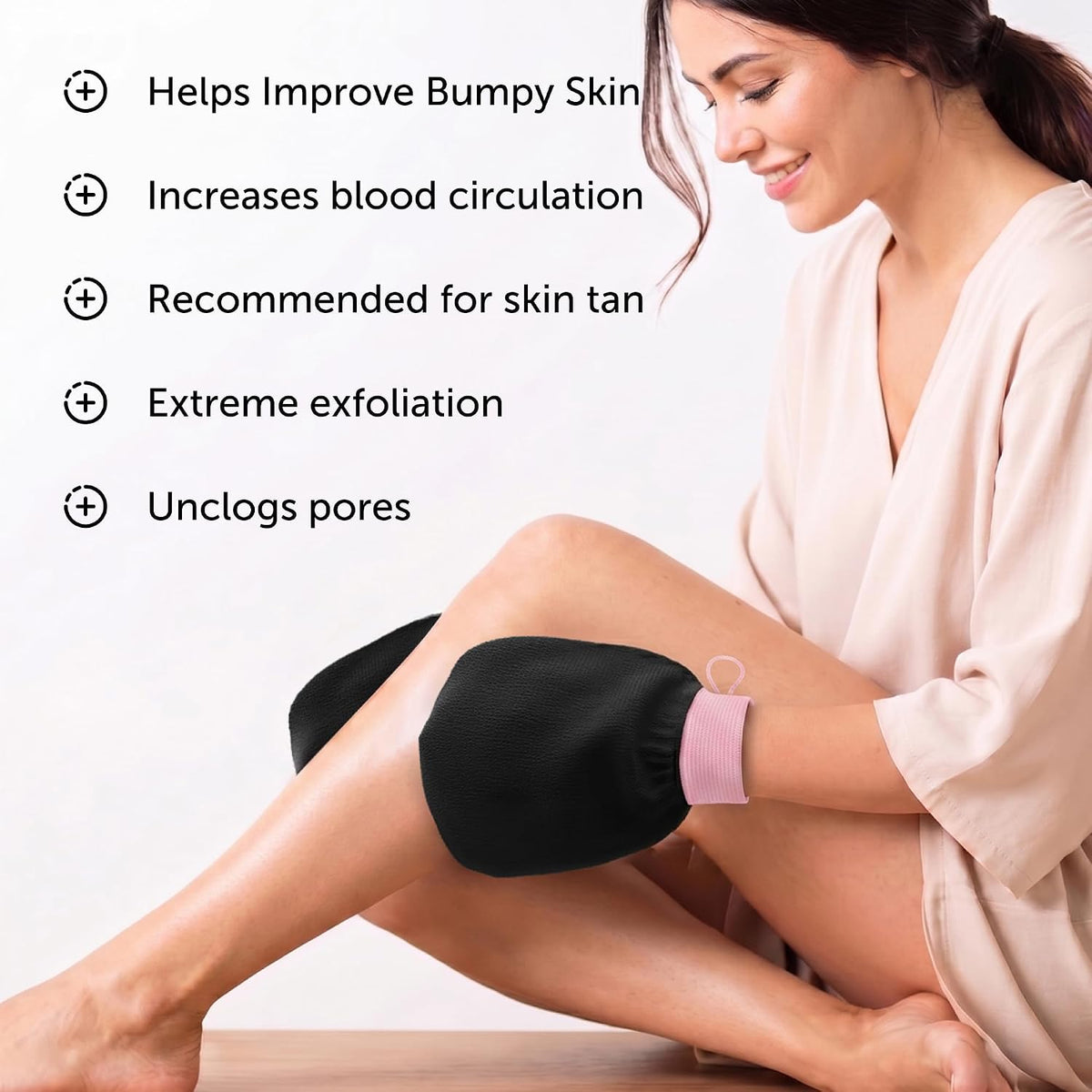 VALITIC Exfoliating Glove Body Scrubber Mitt for Shower, 1 Blackpink