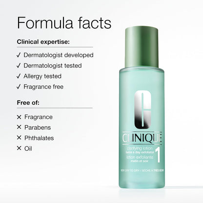 Clinique Clarifying Lotion 1.0, 1, 2, 3 & 4 | Exfoliating Face Toner with Witch Hazel | 5 Formulas for Every Skin Type | Step 2 of 3-Step Skin Care Routine