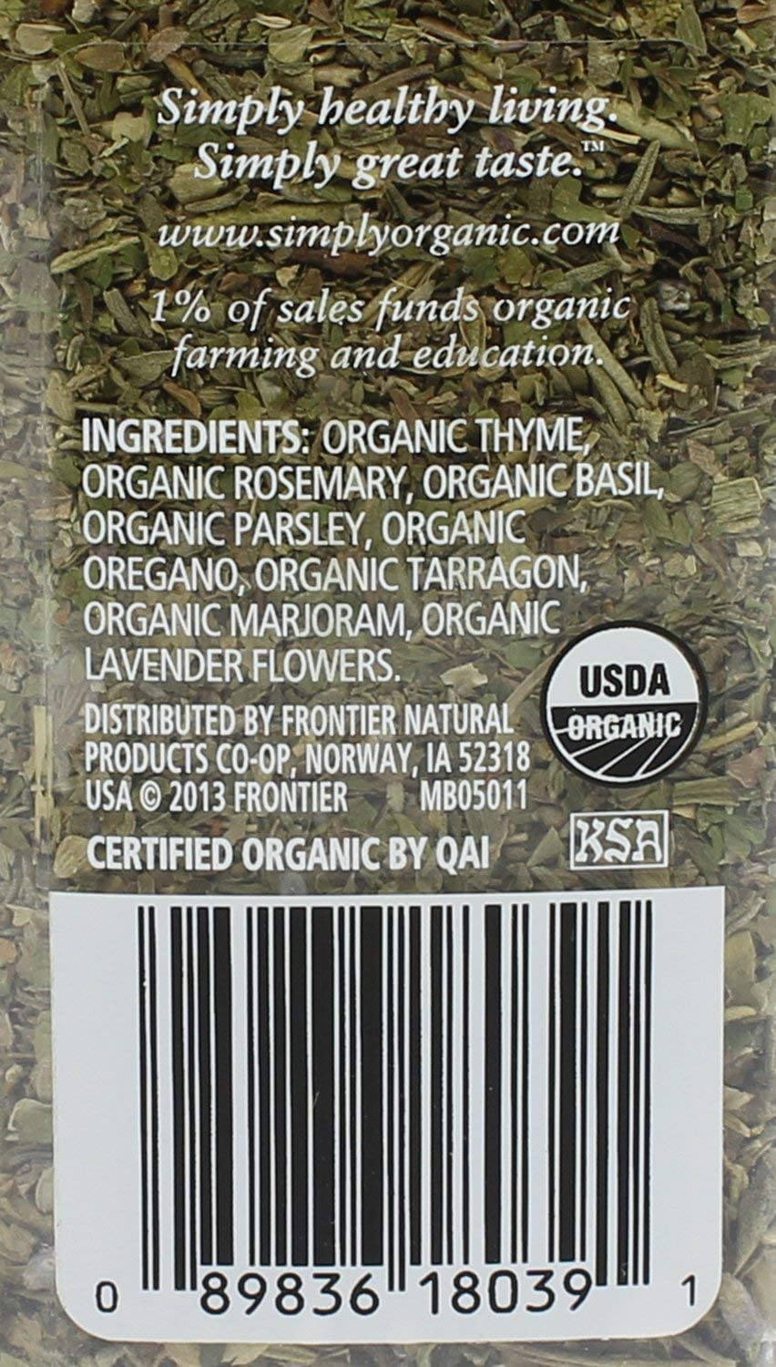 Simply Organic Herbes de Provence - Certified Organic, Kosher 1 Ounce (Pack of 2)