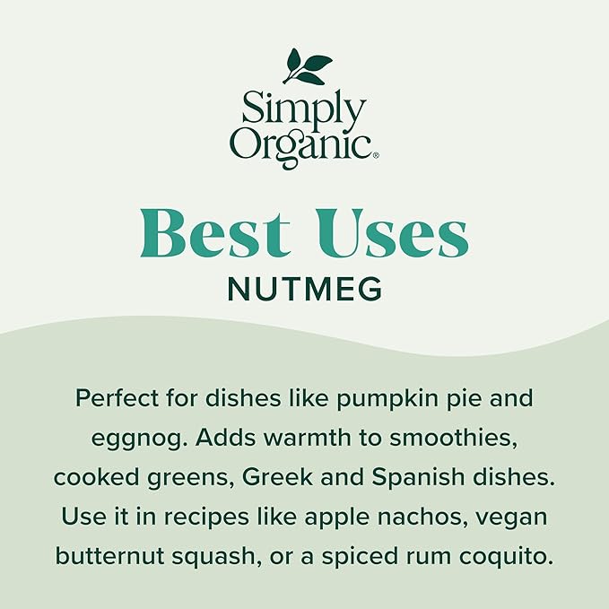 Simply Organic Pure Ground Nutmeg, 2.3 Ounce Jar