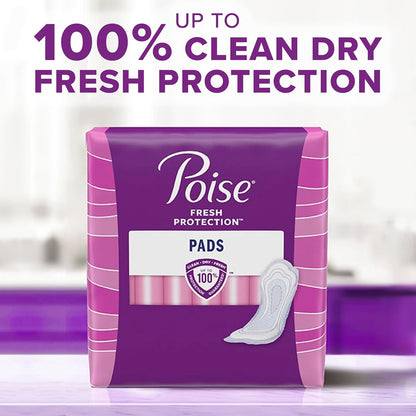 Poise Incontinence Pads & Postpartum Incontinence Pads for Women Bundle: 4 Drop Moderate Absorbency, Regular Length, 132ct and 8 Drop Overnight Absorbency, Extra-Coverage Length, 72ct