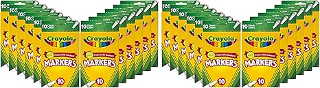 Crayola Fine Line Markers for Kids, Bulk Coloring Markers for School, 10 Assorted Colors, Essential Teacher Classroom Supplies, Ages 3, 4, 5, (Pack of 24)