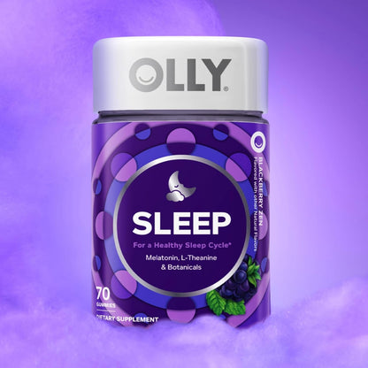 OLLY Sleep Support Gummy Supplement,* 3 mg Melatonin, L-Theanine - 70 Count