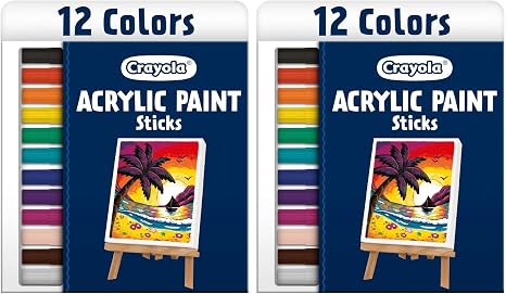 Crayola Acrylic Paint Doodle Sticks (12ct), Acrylic Paint Marker Set for Kids, Quick Dry, Multi-Surface, Less Mess, Kids Craft Supplies, Ages 8+ (Pack of 2)