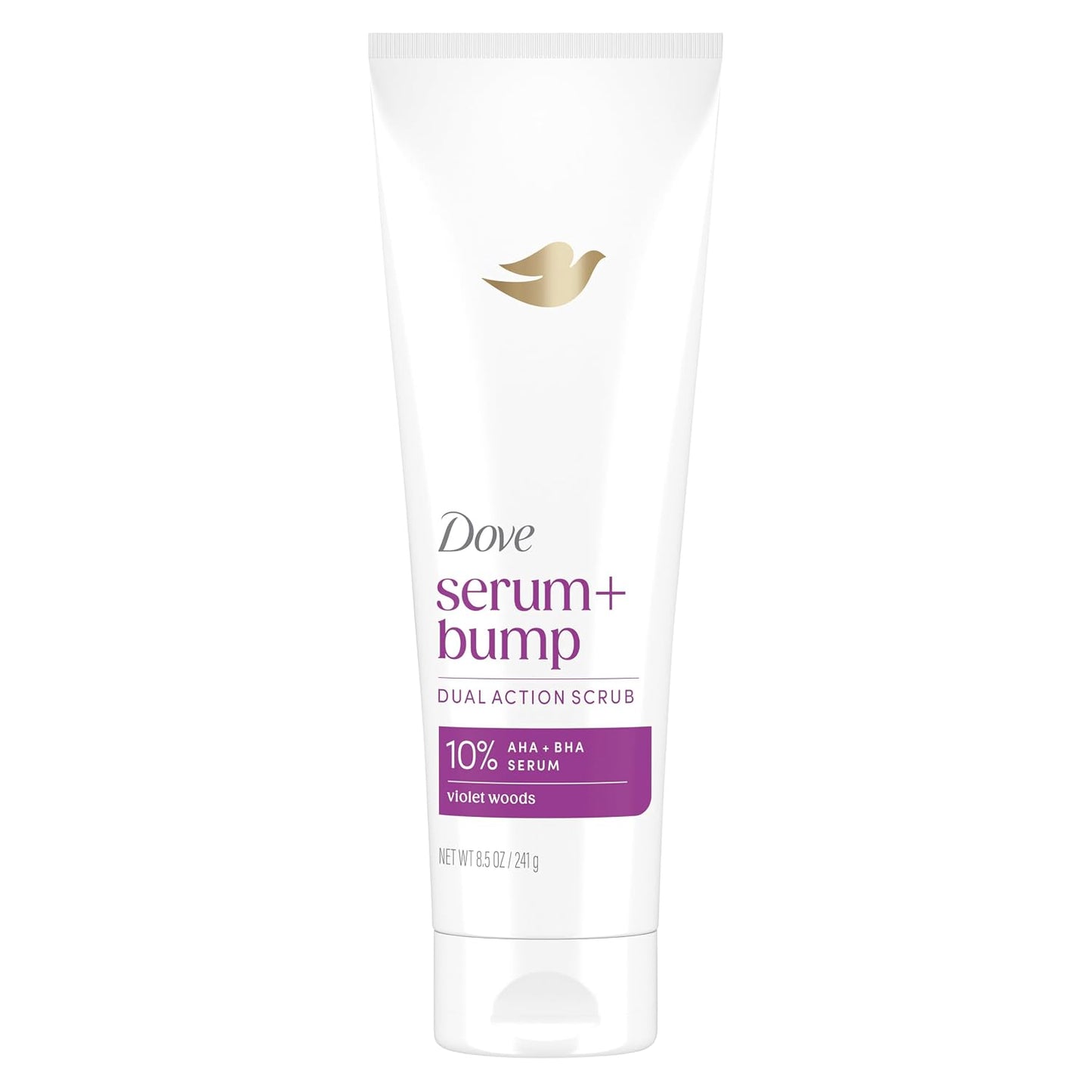 Dove KP Bump Eraser Body Scrub with Violet Woods Scent 10% AHA & BHA Serum For Rough Bumpy Skin & Ingrowns 8.5 OZ