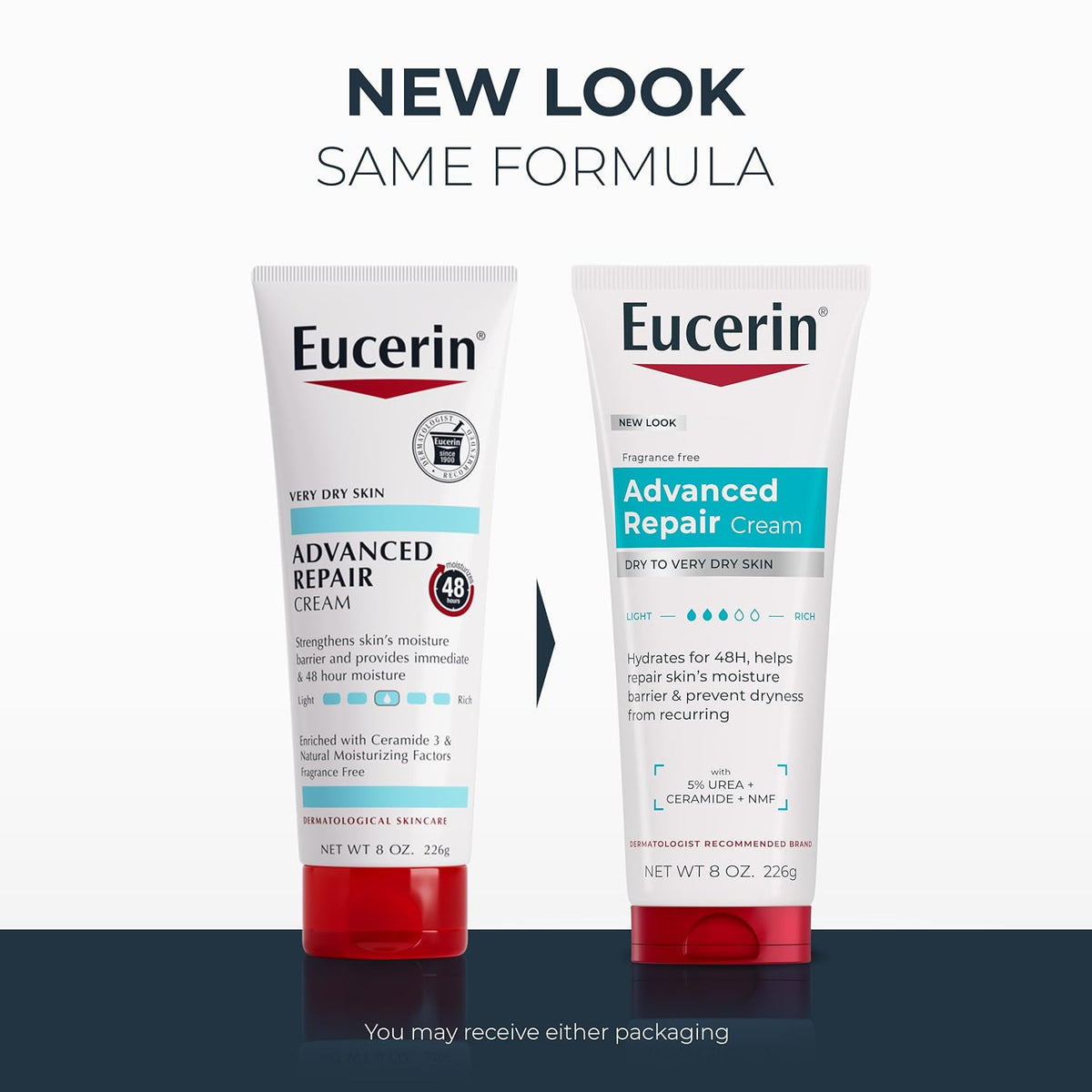 Eucerin Advanced Repair Body Cream, Urea Enriched, 8 Ounce (Pack of 12)