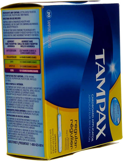 Tampax Tampons with Flushable Cardboard Applicator - Regular - 20 ct - 2 pk