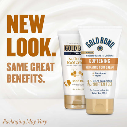 Gold Bond Softening Foot Cream, 4 Oz., Foot Lotion for Dry Feet (Pack of 2)
