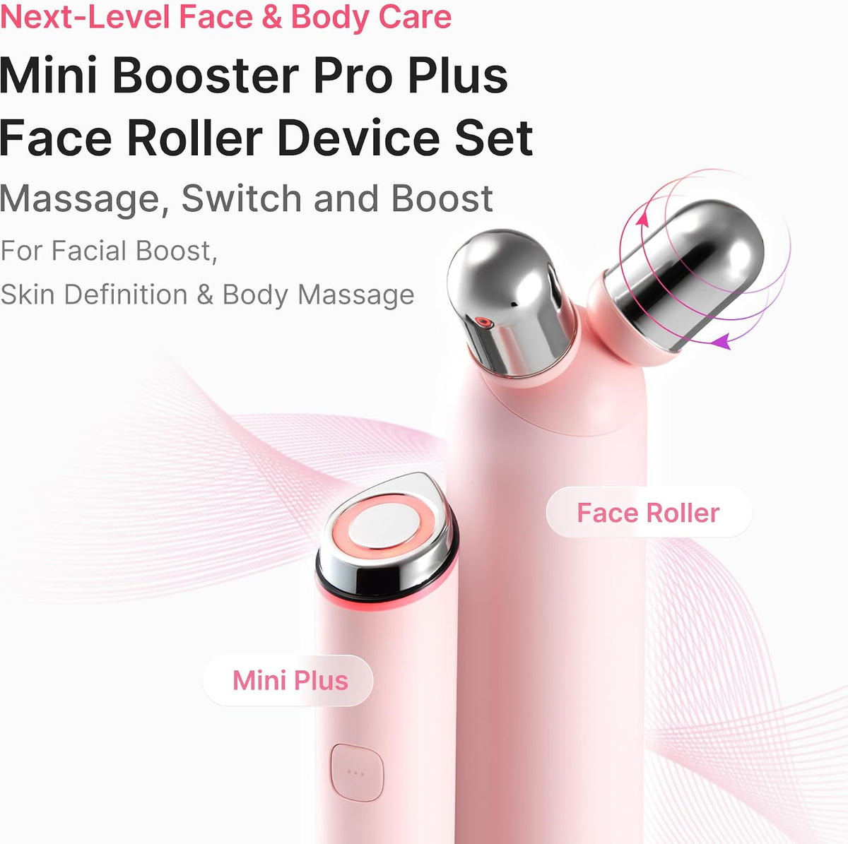 medicube Mini Booster Pro Plus Face Roller Device Set - Face & Body, Pink