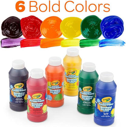 Crayola Washable Finger Paints (6ct), Teacher Classroom Must Haves, Toddler Paint Set, Nontoxic Finger Paint for Kids, Arts & Crafts Supplies for Toddlers