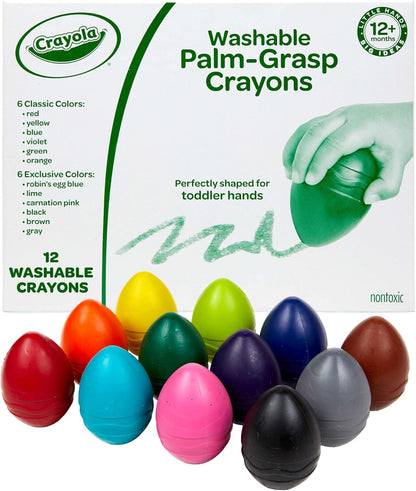 Crayola Large Egg Crayons (12ct), Classroom Must Haves, Teacher School Supplies for Toddlers, Kindergarten & Elementary, Ages 1+ | Classroom Must Haves, Teacher School Supplies for Toddlers, Kindergarten & Elementary, Ages 1+
