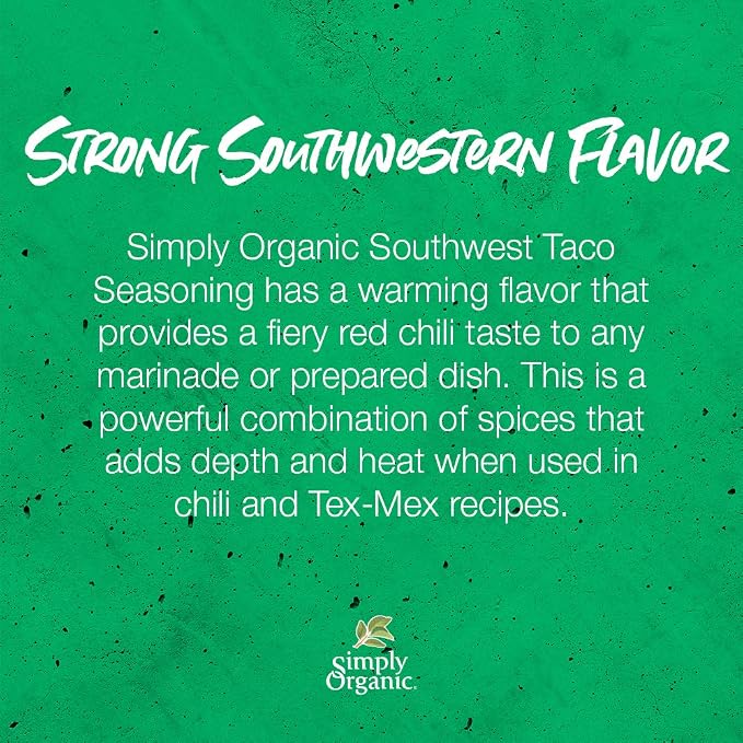 Simply Organic Southwest Taco Seasoning, Certified Organic | 1.13 oz | Pack of 3