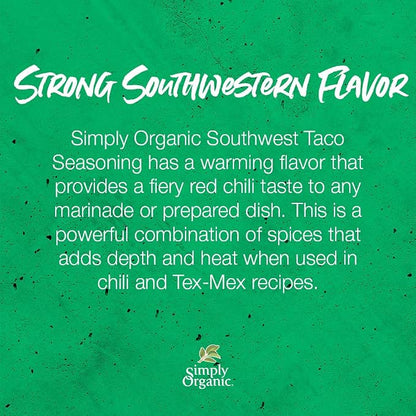 Simply Organic Southwest Taco Seasoning, Certified Organic | 1.13 oz | Pack of 3
