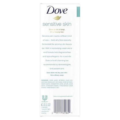 Dove Sensitive Skin Hypo-Allergenic Beauty Bar Soap, Unscented, 4 Ounces, 6-Pack