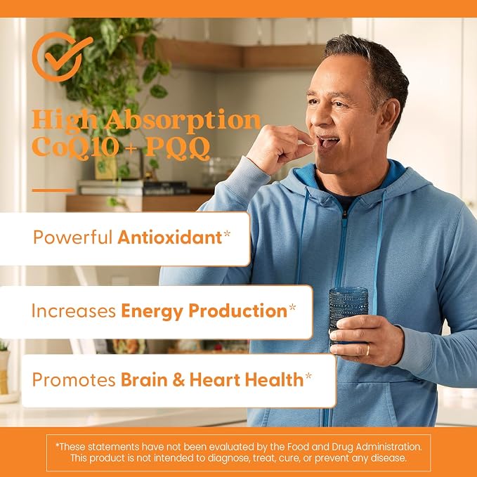 Doctor's Best High Absorption CoQ10 with PQQ Supplement, 60 Veg Capsules