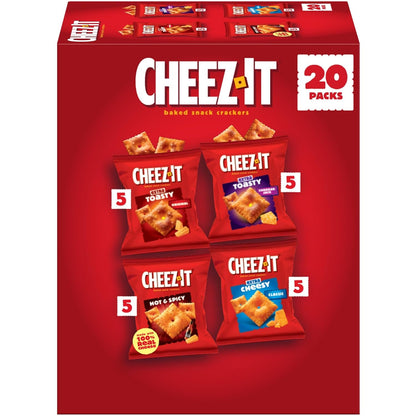 Cheez-It Variety Pack Baked Snack Crackers, Lunch Snacks (20 Packs)