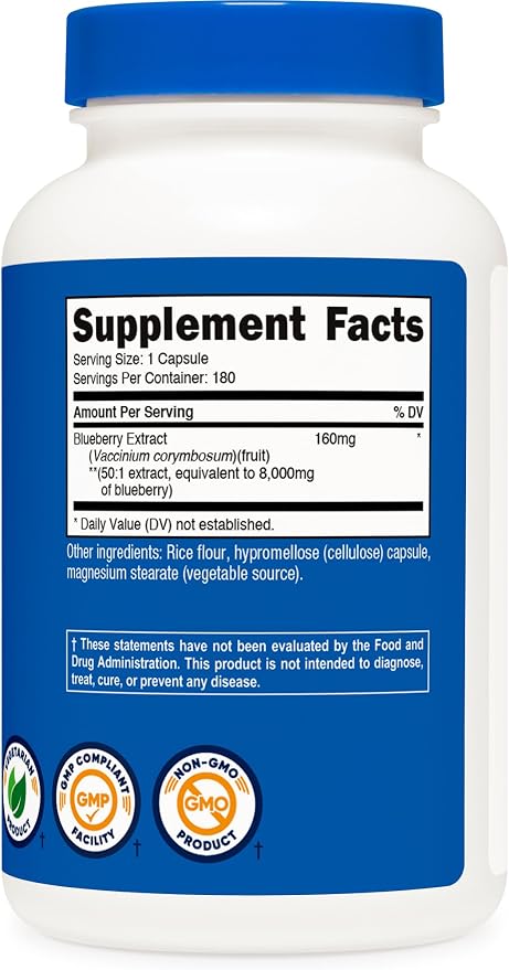 Nutricost Blueberry Extract 180 Capsules for 180 Servings Per Bottle