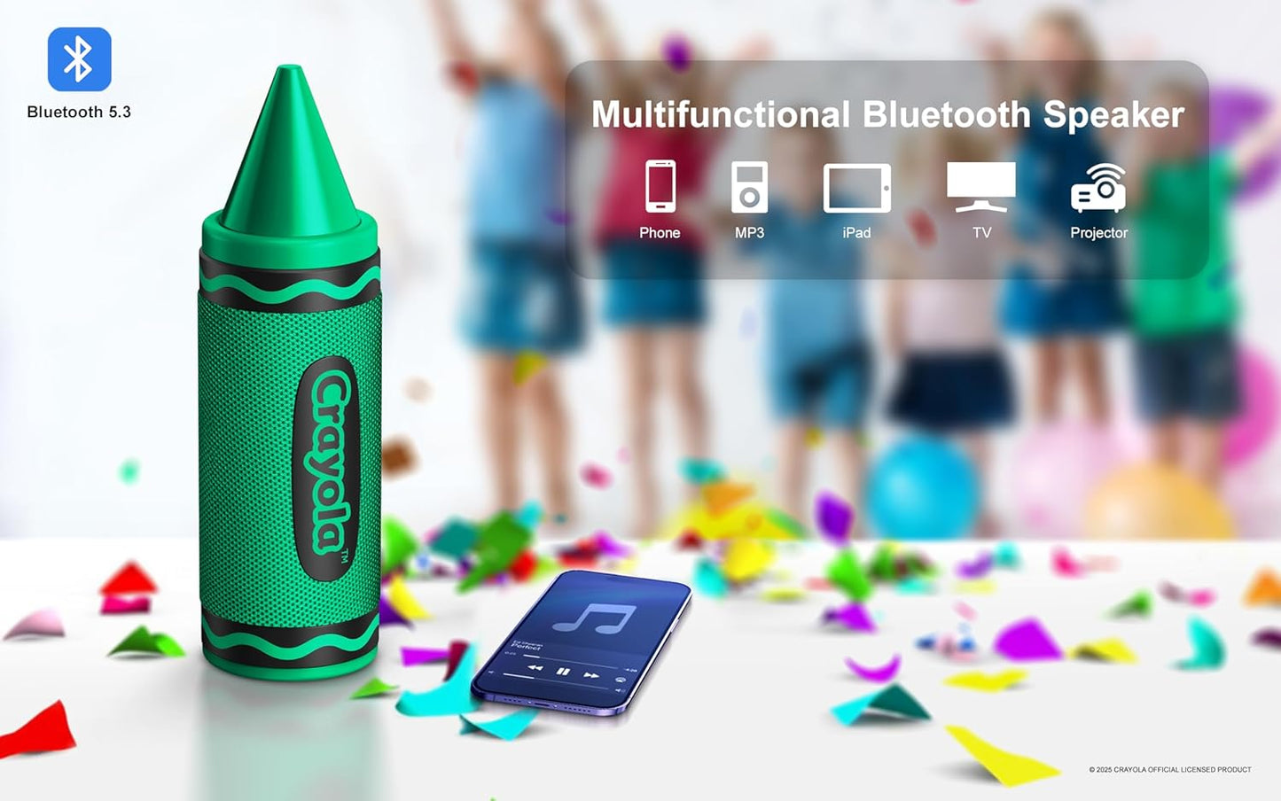 Crayola Kids Crayon Speakers Bluetooth, Portable Bluetooth Speakers | 20W Peak Power HD Sound, Mini Bluetooth Speaker Wireless with TWS Pairing BT 5.3, FM Radio Home/Party/Outdoor/Travel