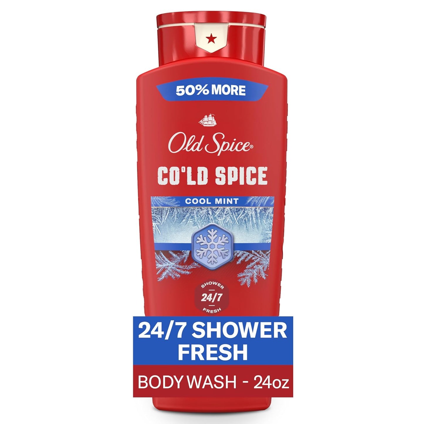 Old Spice Body Wash for Men, 24/7 Shower Fresh & Clean with Daily Use, Lasting Signature Scent, Refreshing Lather, Moisturizing Formula, Cold Spice with Cool Mint Scent, 24 oz