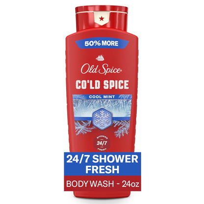 Old Spice Body Wash for Men, 24/7 Shower Fresh & Clean with Daily Use, Lasting Signature Scent, Refreshing Lather, Moisturizing Formula, Cold Spice with Cool Mint Scent, 24 oz