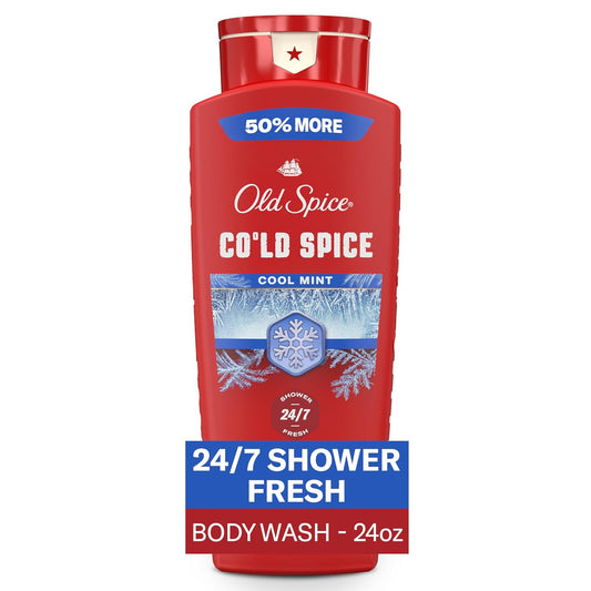 Old Spice Body Wash for Men, 24/7 Shower Fresh & Clean with Daily Use, Lasting Signature Scent, Refreshing Lather, Moisturizing Formula, Cold Spice with Cool Mint Scent, 24 oz
