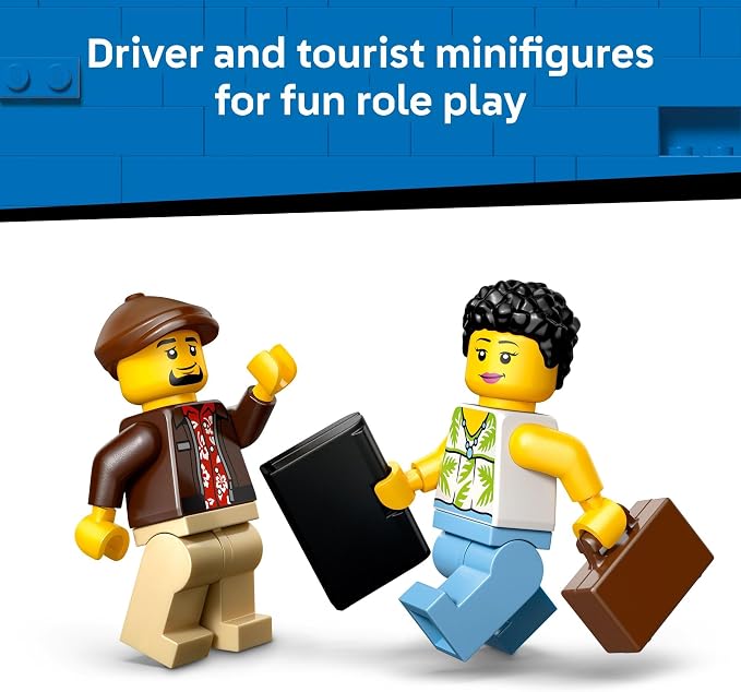 LEGO City Yellow Taxi Car Building Toy for Kids - Pretend Play Set for Boys & Girls, Ages 5+ - Toy Car W/Taxi Driver & Tourist Minifigures - Gift Idea for Birthdays - 60487