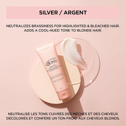 L’Oreal Paris Le Color Gloss One Step In-Shower Toning Hair Gloss, Neutralizes Brass, Conditions & Boosts Shine, Silver, 4 Ounce (Pack of 2)