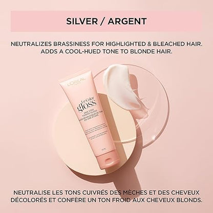 L’Oreal Paris Le Color Gloss One Step In-Shower Toning Hair Gloss, Neutralizes Brass, Conditions & Boosts Shine, Silver, 4 Ounce