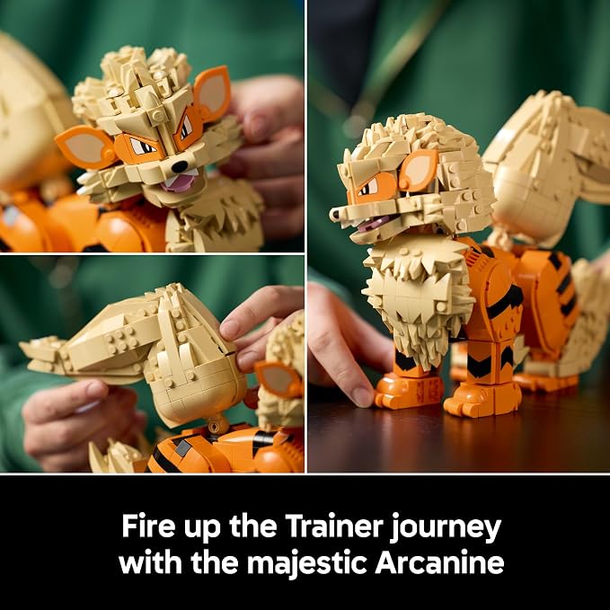 LEGO Pokémon Arcanine 72160 | Collectible Building Set for Adults, Ages 18+, Posable Pokémon Model Kit for Display, Bedroom, Desk or Book Shelf Decor