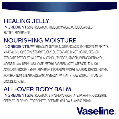 Vaseline Intensive Care Essential Healing Body Lotion, 20.3 oz, Bundled with Petroleum Jelly Original, 7.5oz, and All-Over Body Balm Stick, 1.4 oz - Pack of 3, Moisturizing Skin Care