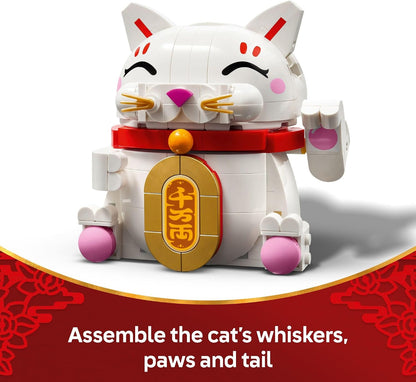 LEGO Lucky Cat Building Toy for Girls & Boys - Smiling Cat W/Waving Paw Function for Kids, Ages 9+ - Home Decor for Spring Festival & Chinese New Year Celebrations - Gift Idea for Birthdays - 40813
