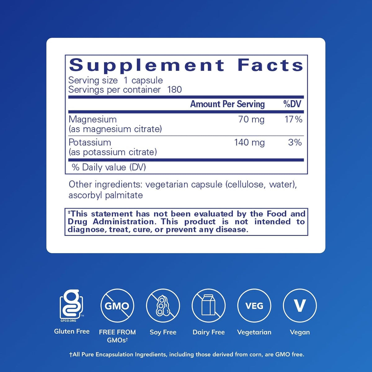 Pure Encapsulations Potassium Magnesium (Citrate), 180 Capsules